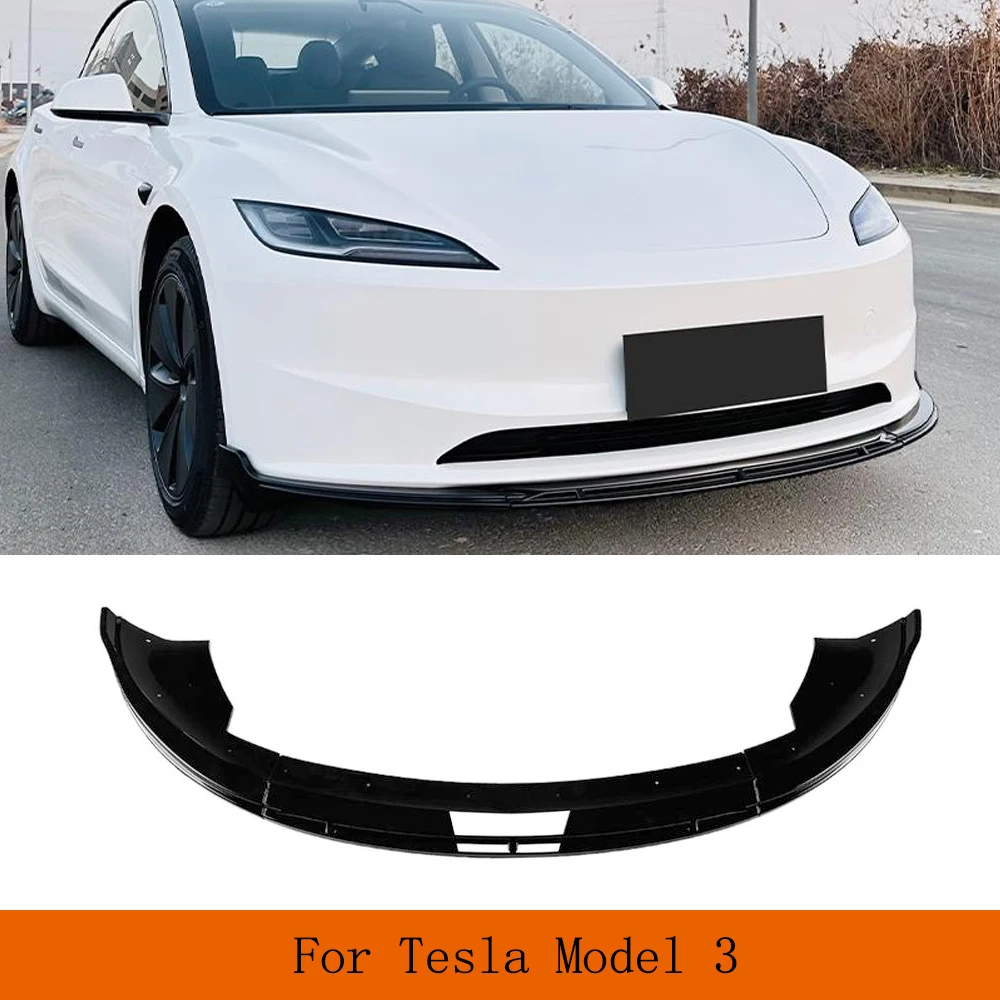 

Автомобильные передние бамперы для губ Tesla Model 3 2023 ABS глянцевые черные автомобильные передние Спойлеры для подбородка фартуки разветвители комплекты кузова 3 шт.