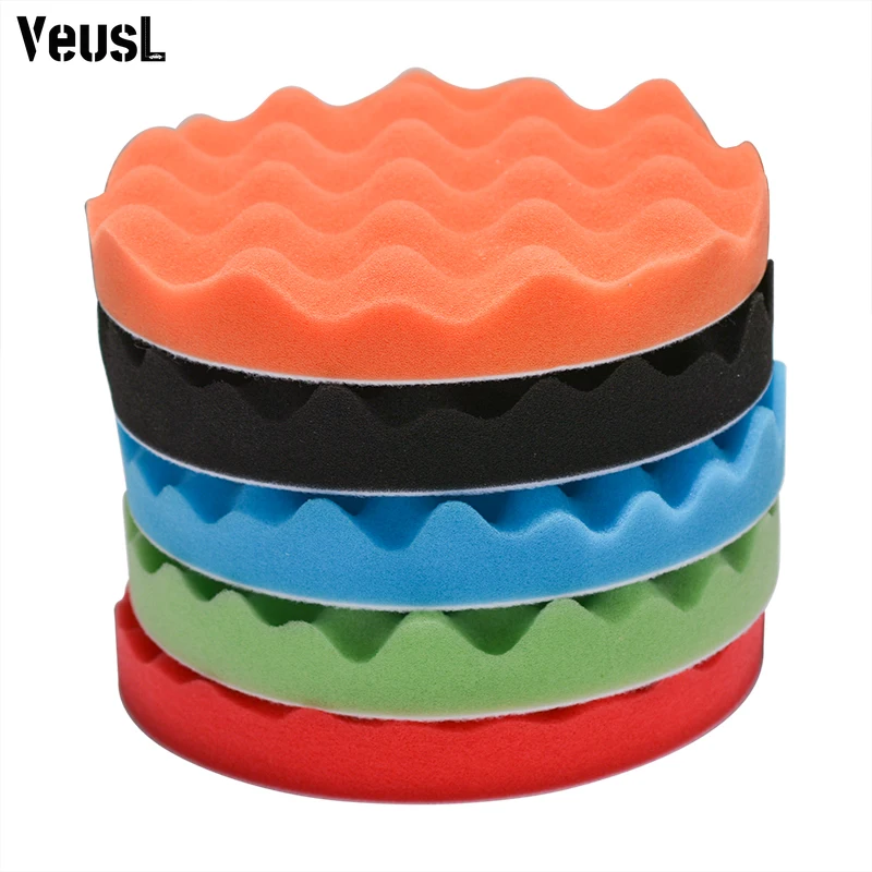 

5Pcs 6/7" Car Polishing Pads Wave Sponge Polishing Wheel Buffing Waxing Wheel Polishing Pad for Car Polisher Drill Adapter
