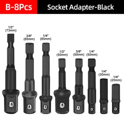 Premium Socket Adapter Drill Bits Set - Impact Grade Power Extension with Hex Shank (B - 8Pcs Black)