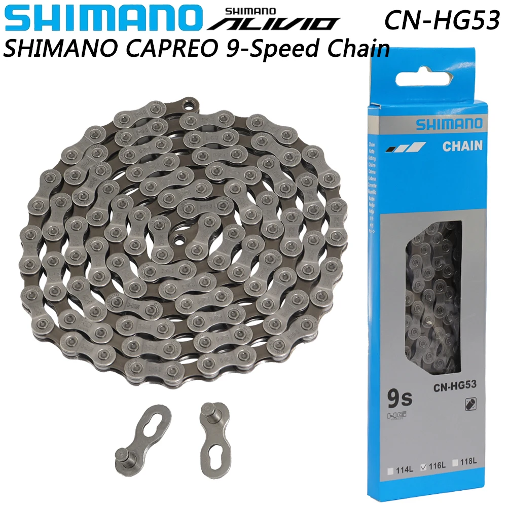 

Цепь велосипедная SHIMANO ALIVIO CN-HG53 9 скоростей, супер узкая HYPERGLIDE HG, 116 звеньев, запчасти для горных и шоссейных велосипедов