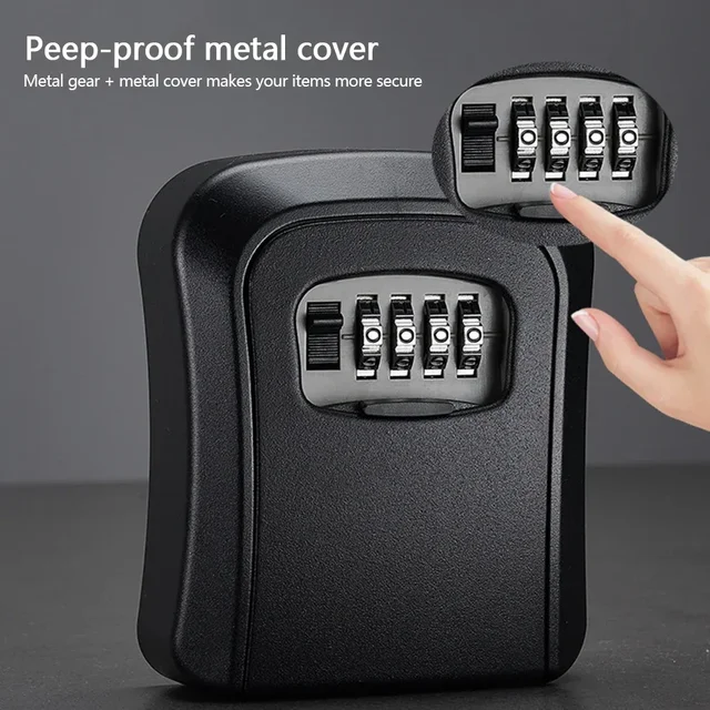 Plastic Key Lock Box Portable Combination Lockbox Wall-Mounted Key Storage Box Resettable Code Safe Security Lock Box for Home 4