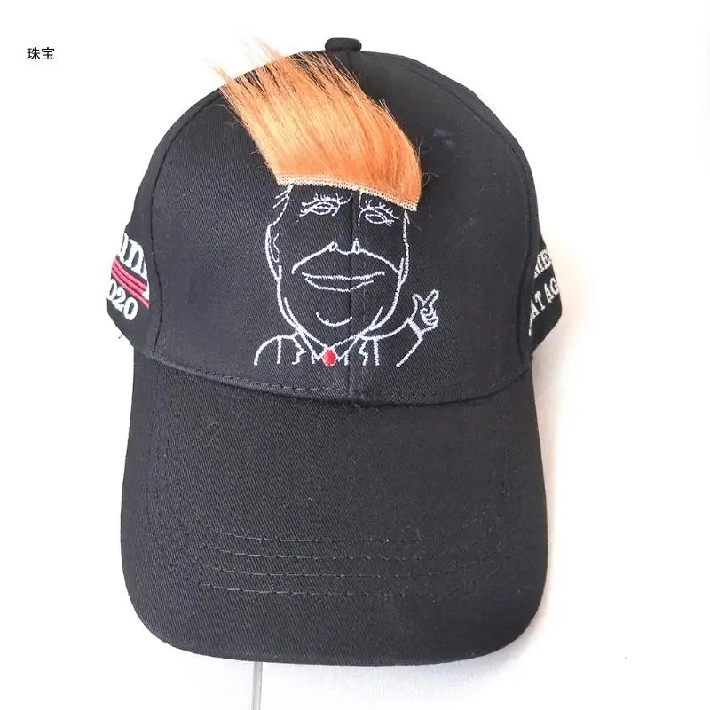 

X5QE Adult Unisex Funny Hair Visor Baseball Cartoon 2020 President Election Embroidered Adjustable for Snapback