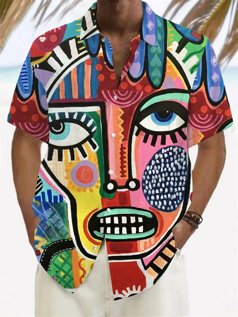 thumbnail image 1 of Camisas hawaianas de verano para hombre, camisetas de manga corta con botones coloridos y estampado 3D, camisa de playa de moda, camisa de vacaciones para uso diario, 1 of 4