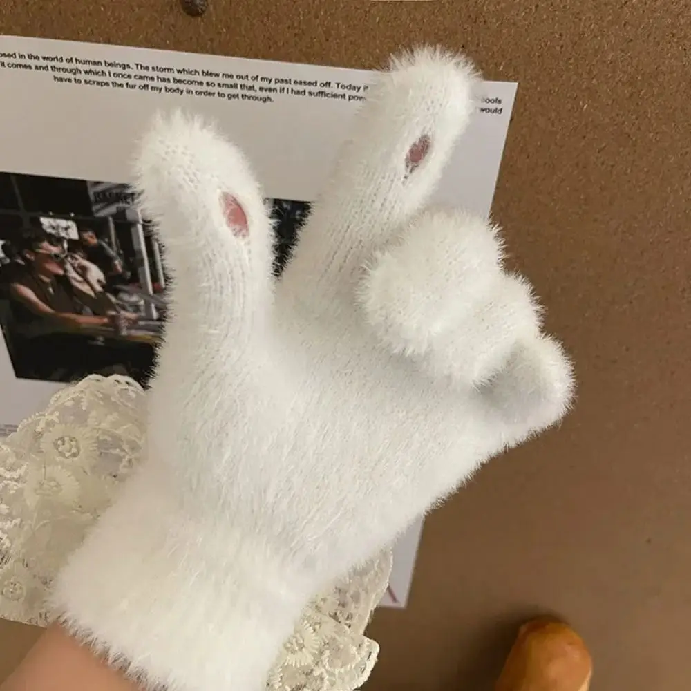

Y2K Winter Mittens JK Accessories Warm Thickened Touch Screen Gloves Cold-proof Full Finger Bow Tie Gloves Winter