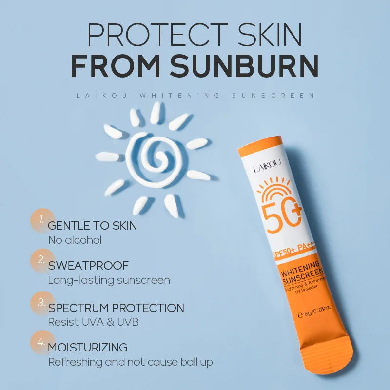 10pcs LAIKOU SPF 50 Sunscreen Long Lasting UV Protector Sunblock Moisturizing Skin Protective Cream