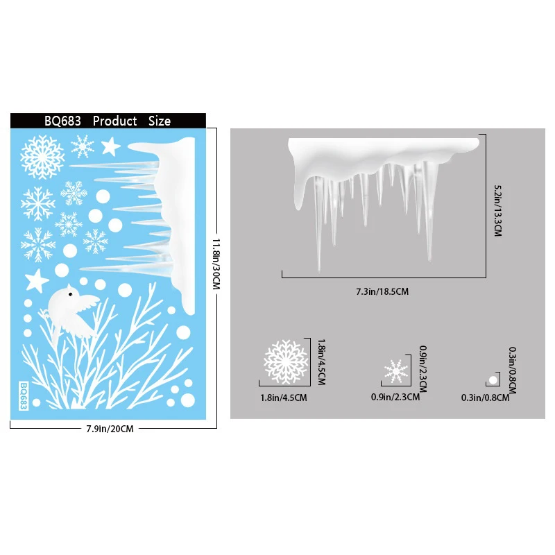 Christmas Static Cling Snowflake Snowman Stickers Window Glass Decor Removable No Residue Home Shop Xmas Festive Decorations