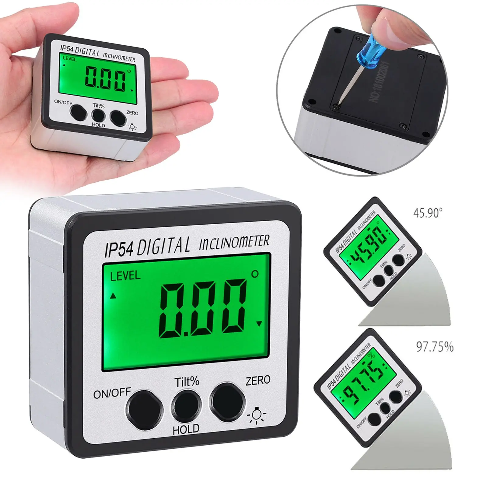 

4*90° Digital Level Protractor Inclinometer Magnetic Base Digital Angle Gauge with Backlights Level Tester Measuring Tools New
