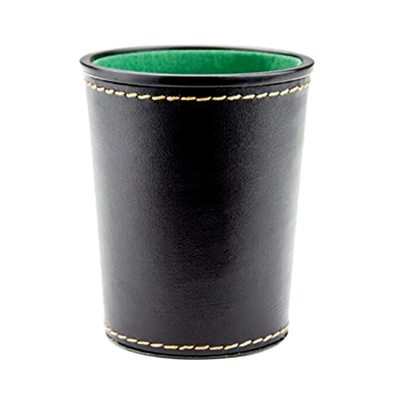 1 Pc PU Leather Cup, Green Flannel Interior Quiet Shaker Cup for Liars Farkle/ Yaht-zee Games, 1 Pcs Dropship