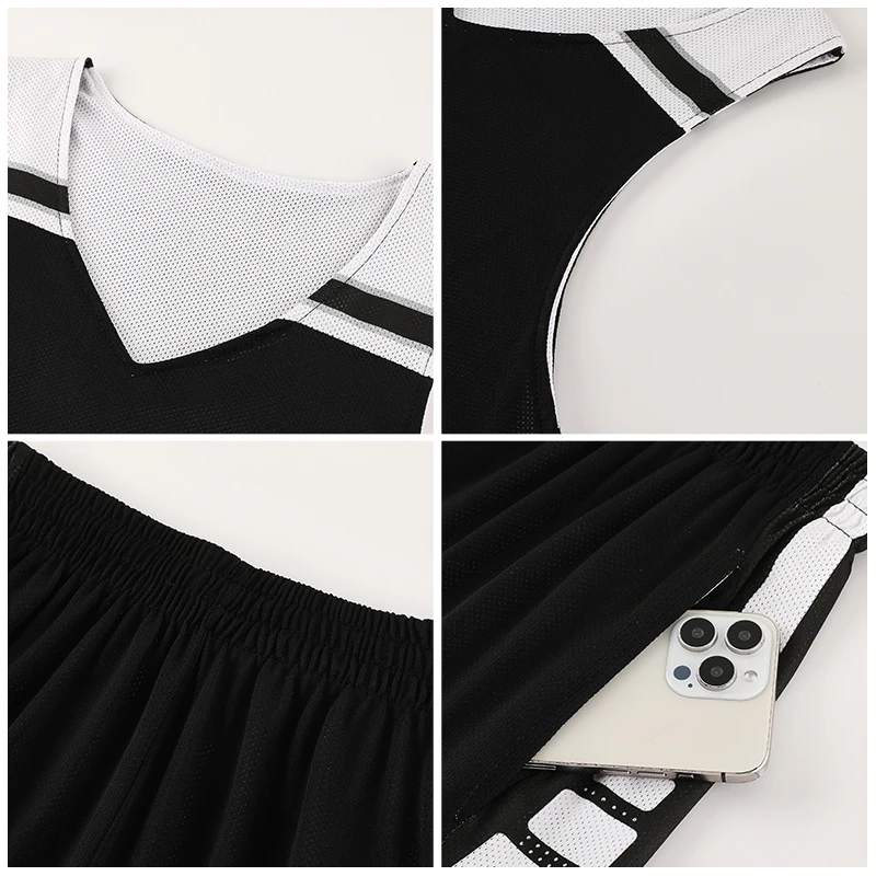Basketball Uniform Sets Reversible Quick Dry Breathable Shirts Jerseys Adults Men Children