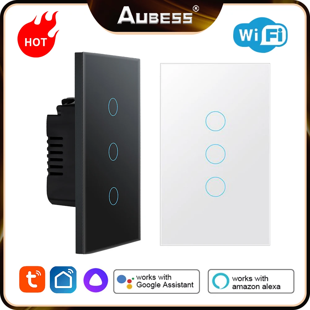 

1/2/3/4 Gang Touch Switch Smart TUYA WiF Glass Panel Touch-Sensor Interruptor Light Switch Work With Alexa And Google Home