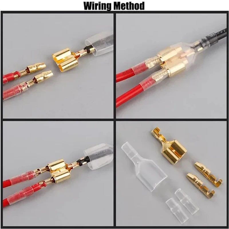 4.0mm bullet Crimp terminal car electrical wire connector diameter Female+Male+sheath Case Cold press terminal 1in2out 25 50sets