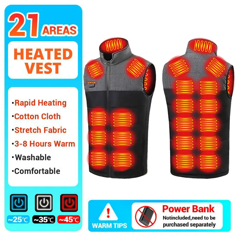 thumbnail image 1 of Chaleco calefactor de 17 áreas para hombre y mujer, chaleco calefactable por USB, chaqueta calefactora de temperatura con Control inteligente, abrigo de algodón para caza, senderismo y esquí, 1 of 5