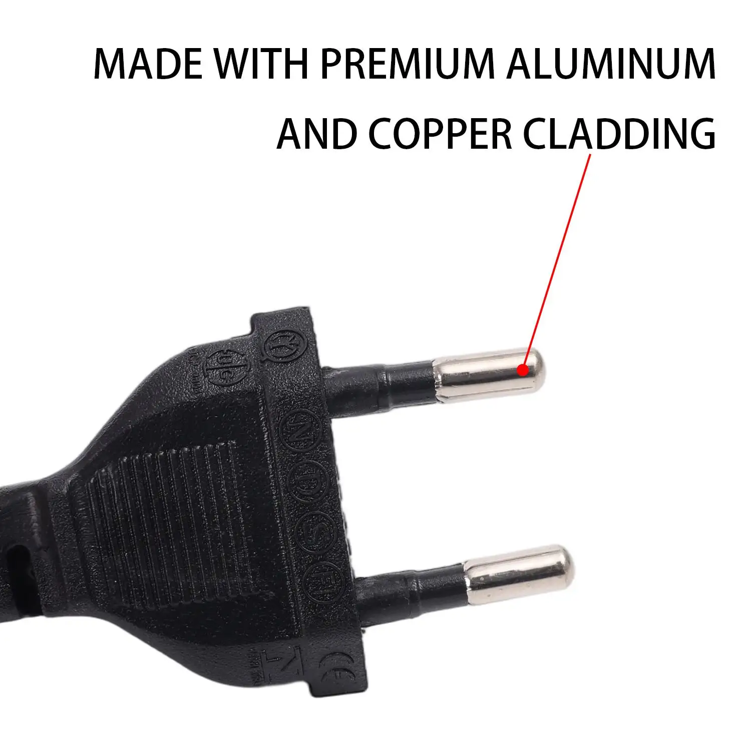 Universal AC Power Extension Cable with EU 2-Slot Plug - Available in 1m, 1.5m, & 1.8m Lengths