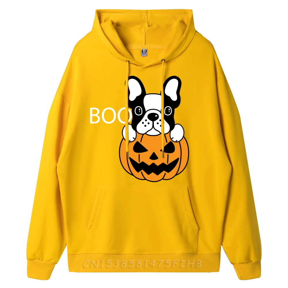 The Halloween Boston Terrier Hoodies Boyfriend Casual Hoodies Hip hop Hip Hop Crew Neck Coat long Sleeve  The Halloween Boston Terrier huangse
