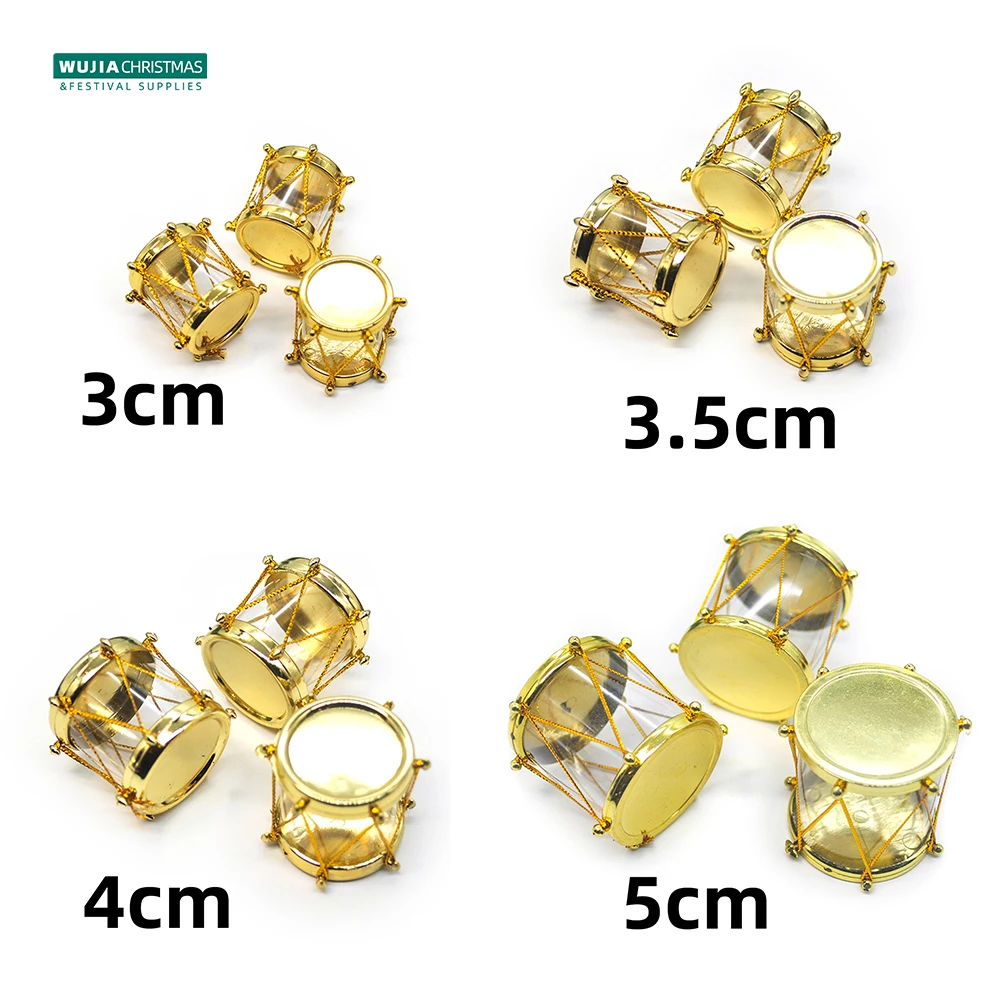 Golden Transparent Small Drum Pendants 6/12pcs for Christmas Tree Hanging Ornaments Wedding Party Noel Gifts Home Decor Navidad
