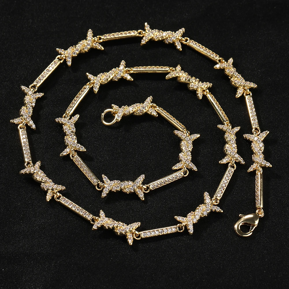 送税込【King Ice】10MM ICED BARBED WIRE CHAIN (2色)♪国内発 10mm Iced Barbed Wire Chain | Hip Hop Jewelry | King Ice