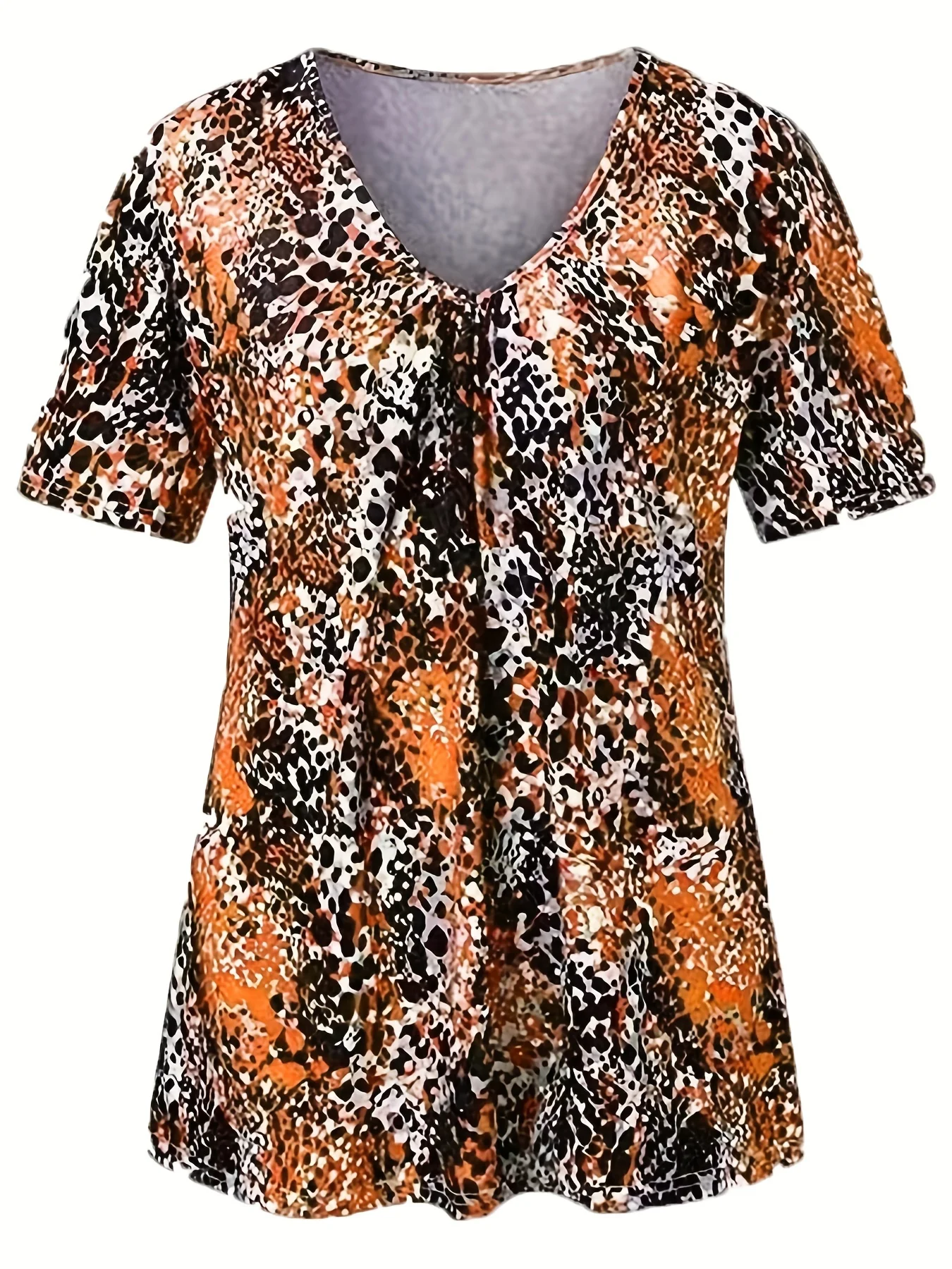 بلوزة كم قصير طباعة عشوائية