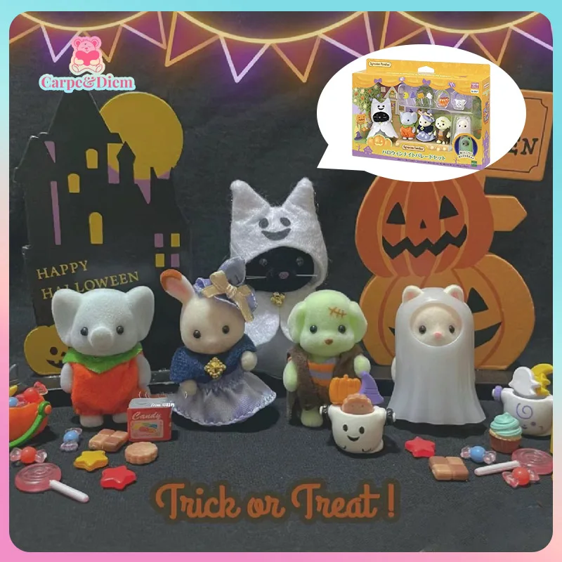 SYLVANIAN FAMILIES Pretend Play Halloween Series Children Toys Room Decoration Ternurines Figure Birthday Gift