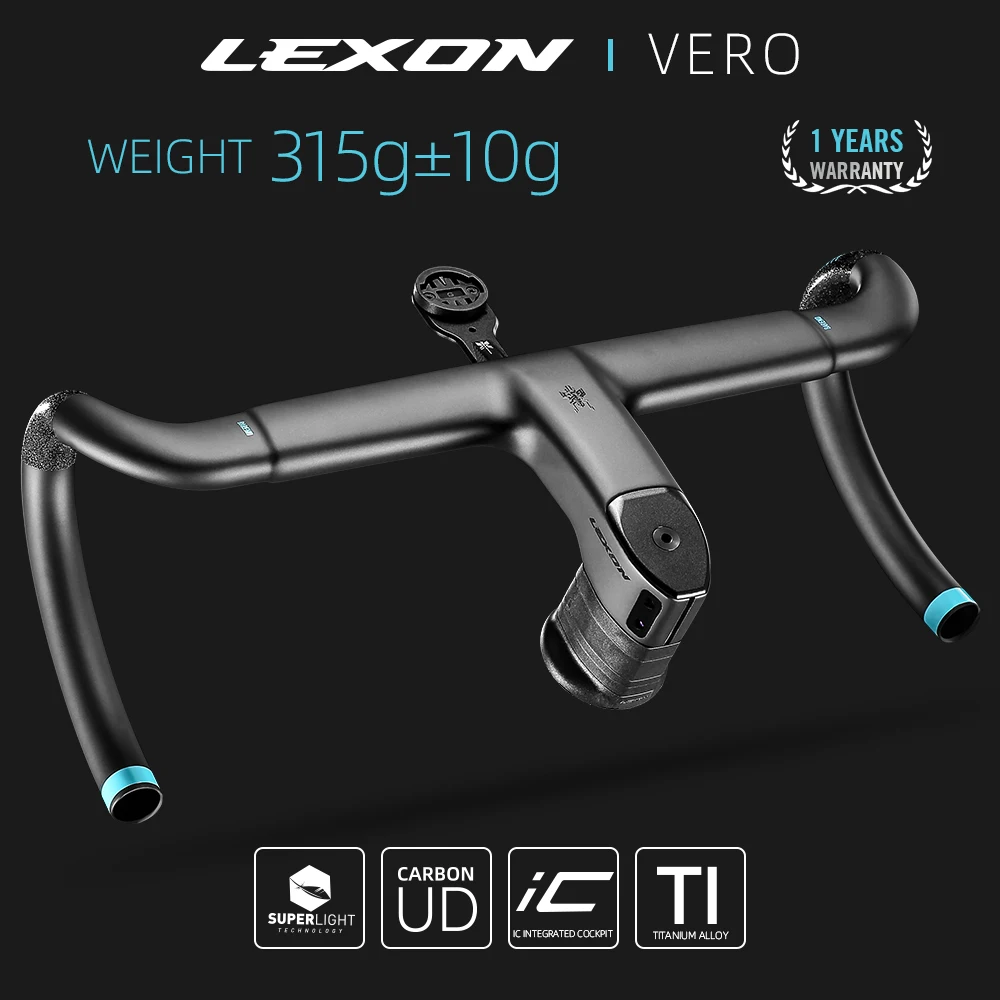 Guidão de estrada de carbono integrado LEXON VERO, cabo interno completo, guidão de bicicleta de estrada super leve, barra de corrida, peças de ciclismo