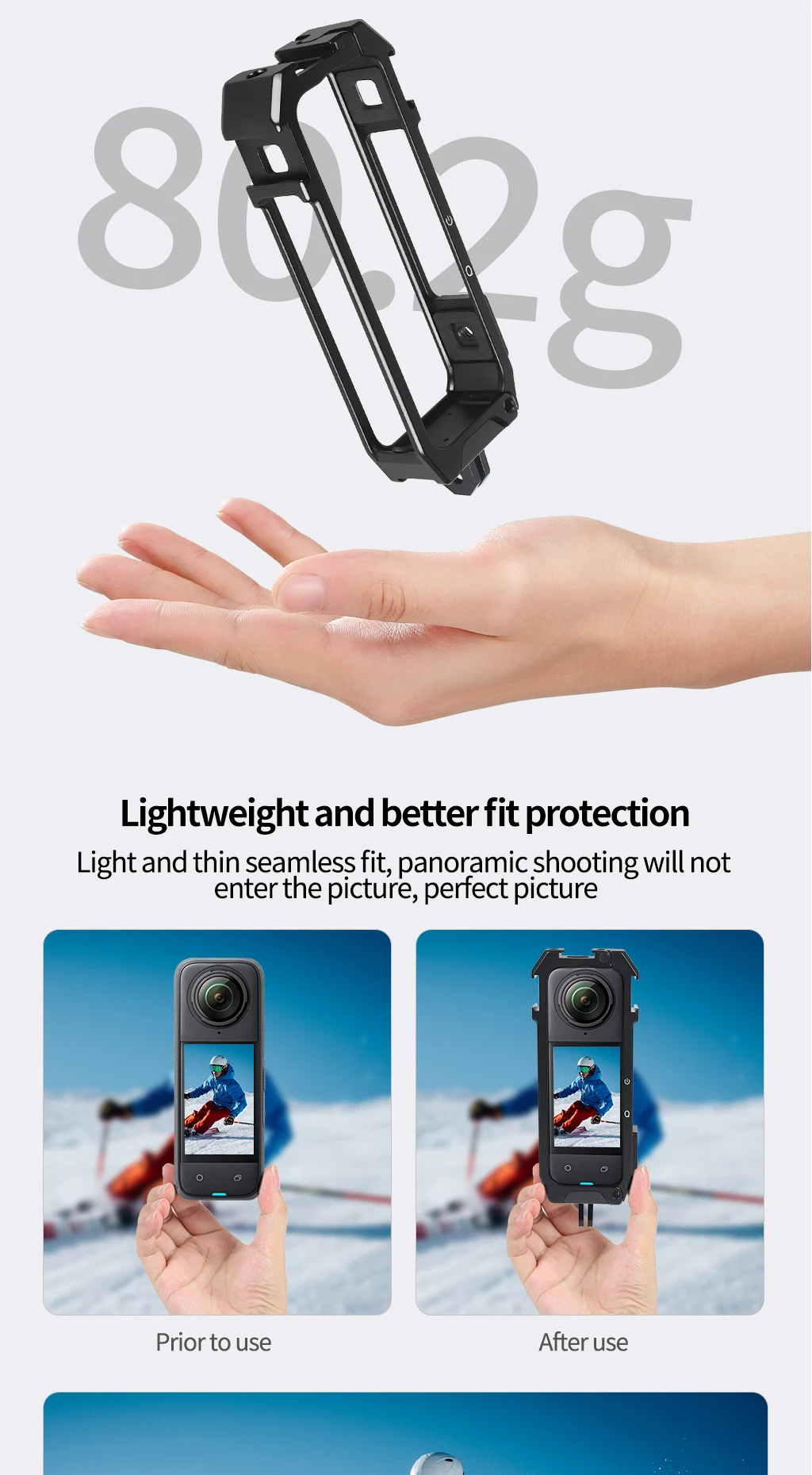 Aluminiumlegierung X4 Schnellmontage Käfig 1/4 Loch Klappstativ Adapter Kaltschuh für Insta360 X4 Action Kamera Schutzrahmen Fall – Detail 11