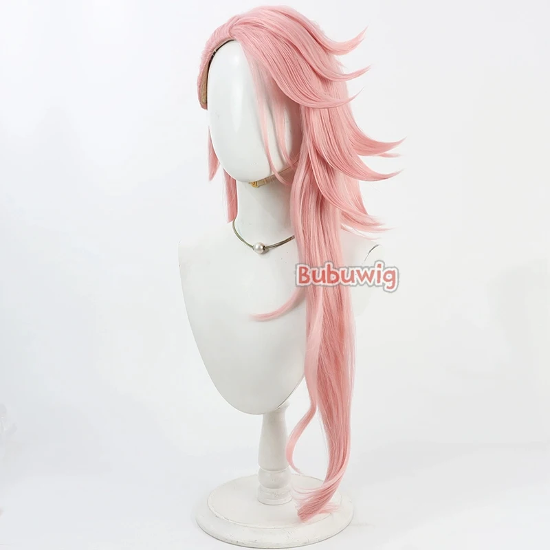 Bubuwig 합성 머리 Souza Samonji 코스프레 가발 Touken Ranb Souza Samonji 할로윈 70cm 롱 스트레이트 핑크 가발 내열성