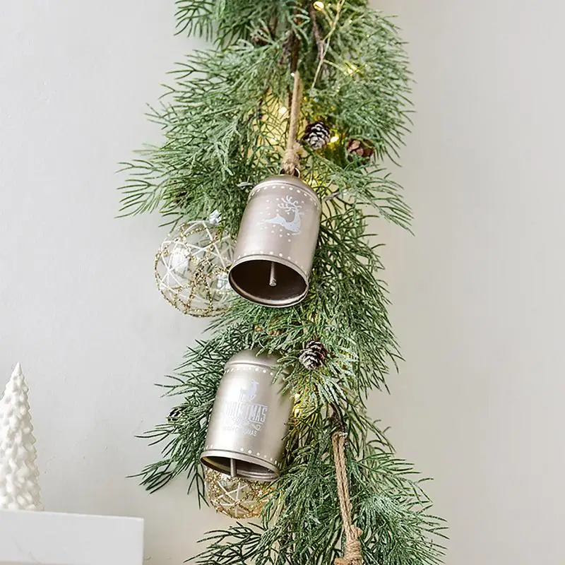 

Vintage Hanging Cow Bells Iron Christmas Deer Cowbells Decor Crisp Sound Rustic Metal Bells for Christmas Tree Home Decor