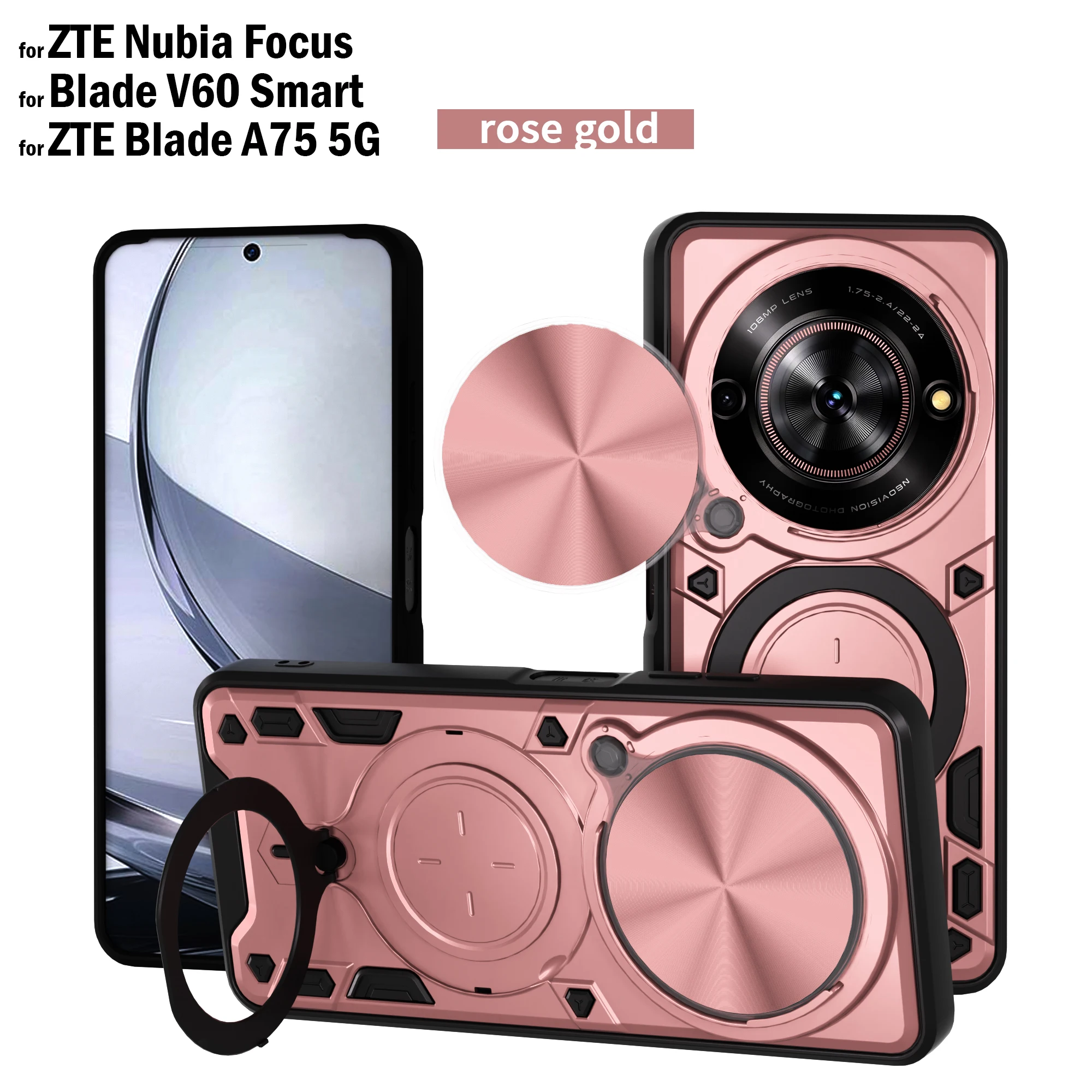 Magnetic Ring Stand Case with Slide Camera Protection Cover