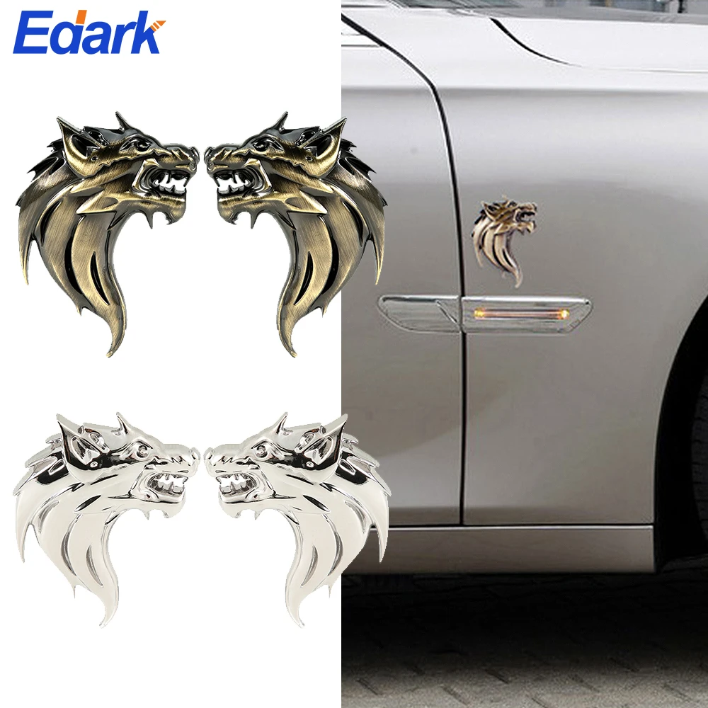 1 Piece 3D Car Stickers Cool WOLF Logo Car Styling Metal Wolf Badge Emblem Side Tail Decal