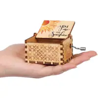 You are My Sunshine Engraved Hand-Cranked Wooden Musical Box Suitable Gifts for Birthday Christmas Valentine's Day Thanksgiving 1