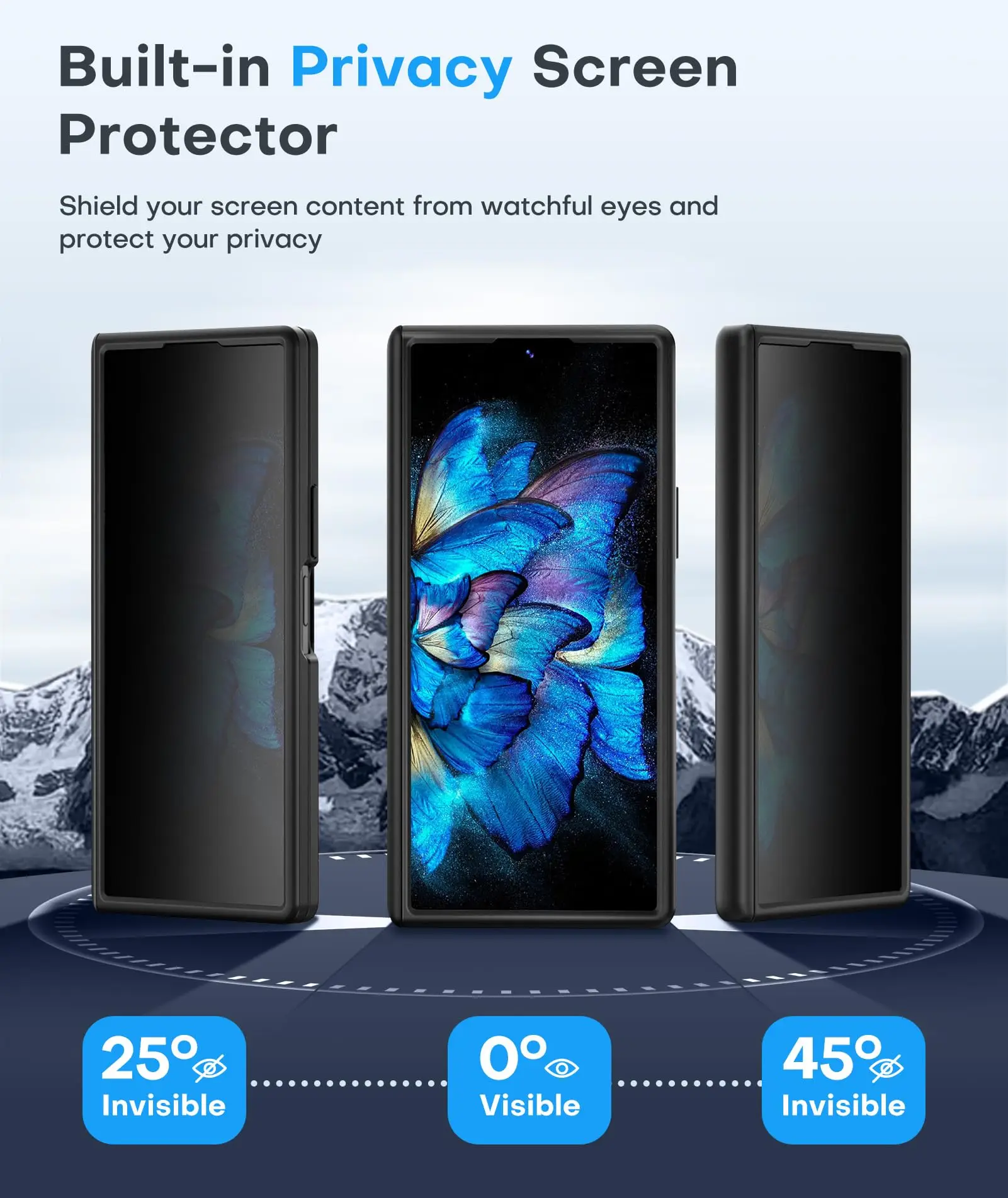 Magnetic Phone Case with Kickstand & Built-in Privacy Screen Protector - Military Grade Shockproof Protection