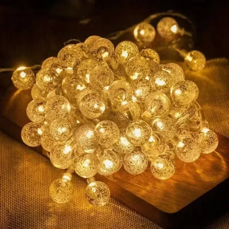 Romantic Bubble Ball Fairy Lights LED Crystal String 1.5M 3M 6M Outdoor USB Battery Powered Decoration
