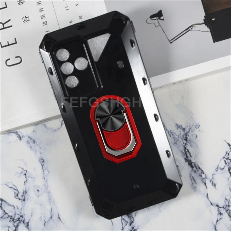 Rugged Back Ring Holder Bracket Phone Case with TPU Soft Silicone