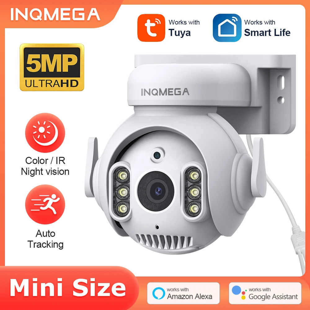 Inqmega 5Mp Tuya Wifi Ip Camera Smart Cloud Outdoor Night Vision Security Ptz Camera Cctv Videosorveglianza Auto Tracking Cam