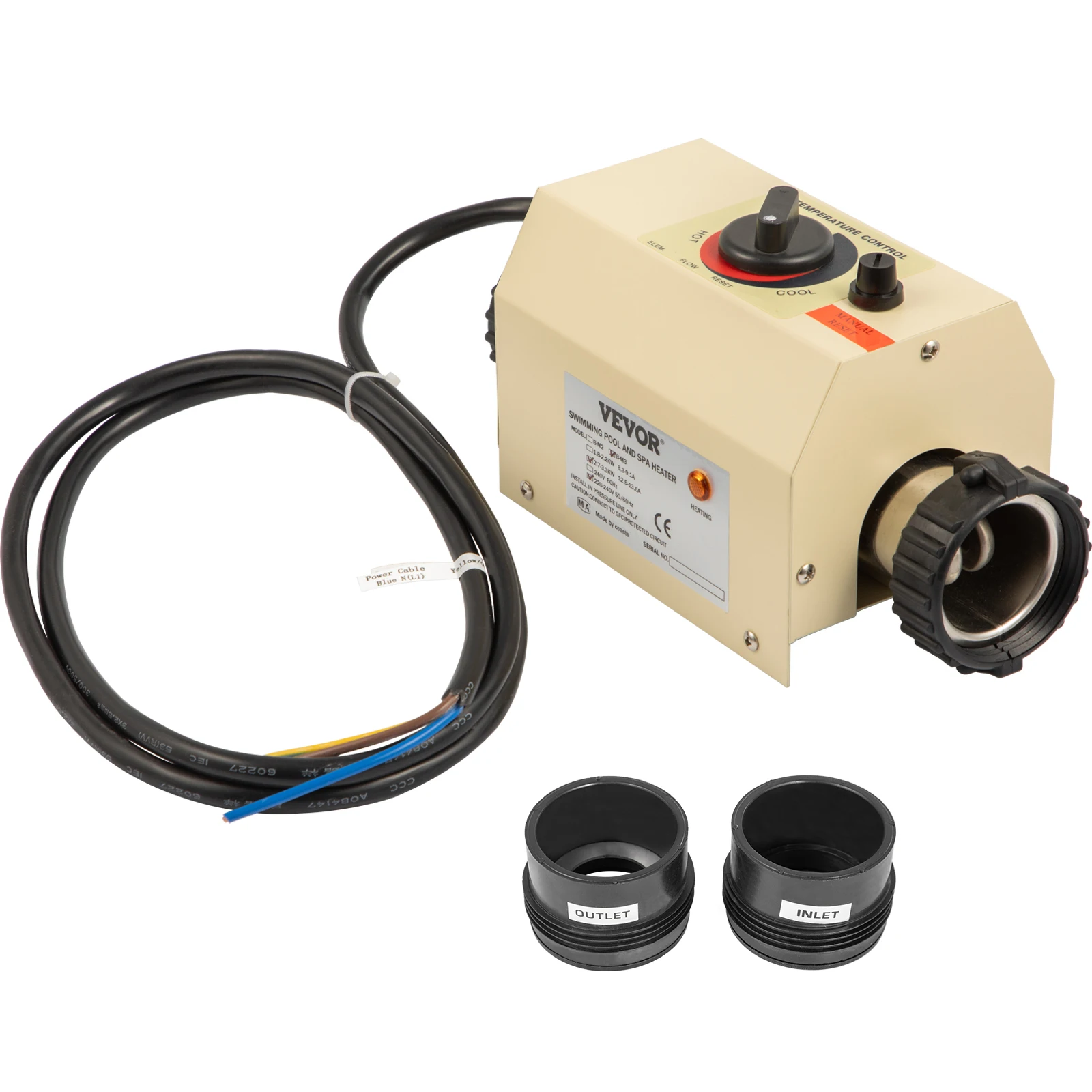 Vevor 2Kw Scaldabagno Elettrico Termostato 220V Riscaldatore Per Piscina Vasca Da Bagno Vasca Idromassaggio Per Massaggio Vasca Idromassaggio E Riscal