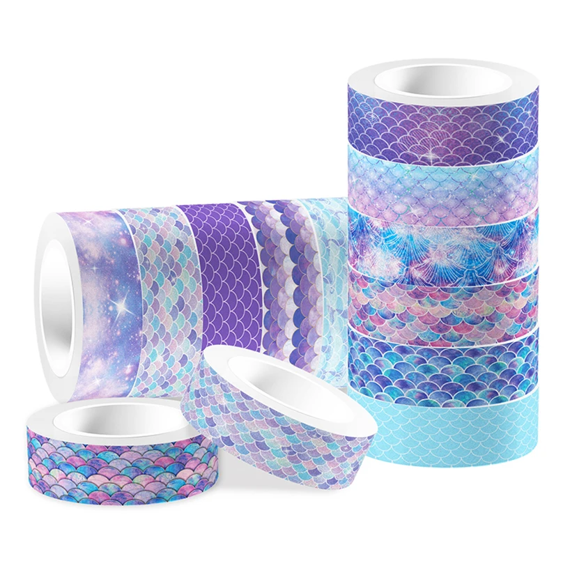 12 Rolls Mermaid Washi Tape Scrapbooking Supplies Masking Tape Cinta Adhesiva Decorativa Diary Decoration Kawaii Decorative Tape 4