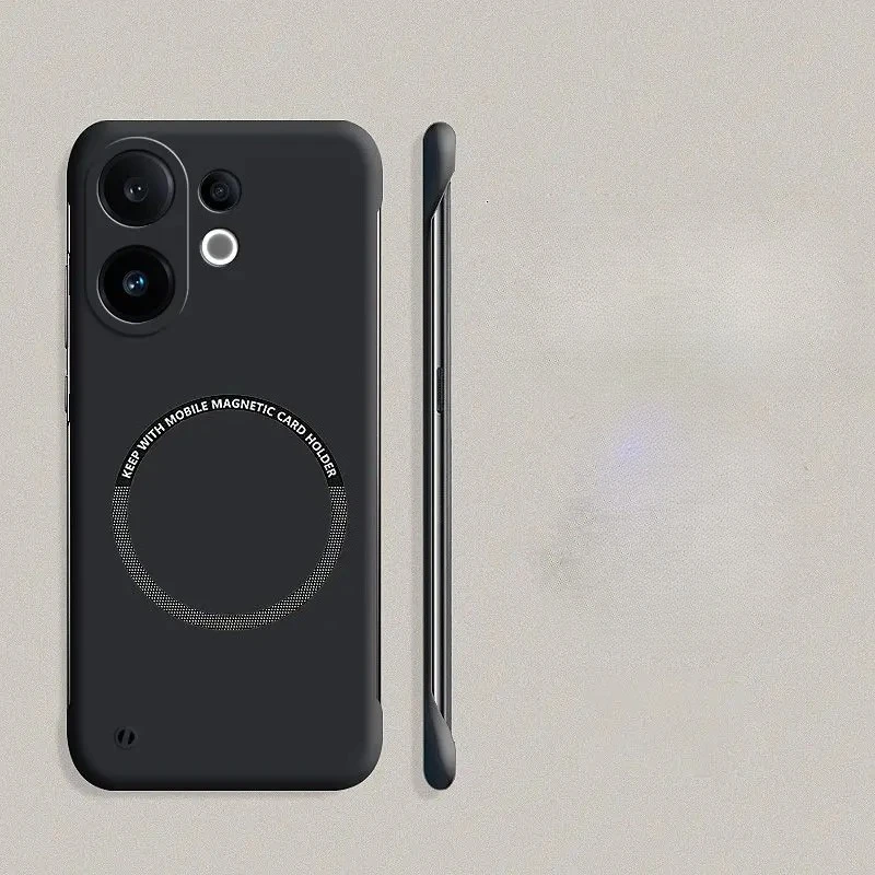 Ultra-Thin Frameless Magnetic Phone Case with Matte Hard Back Cover and Wireless Charging Compatibility