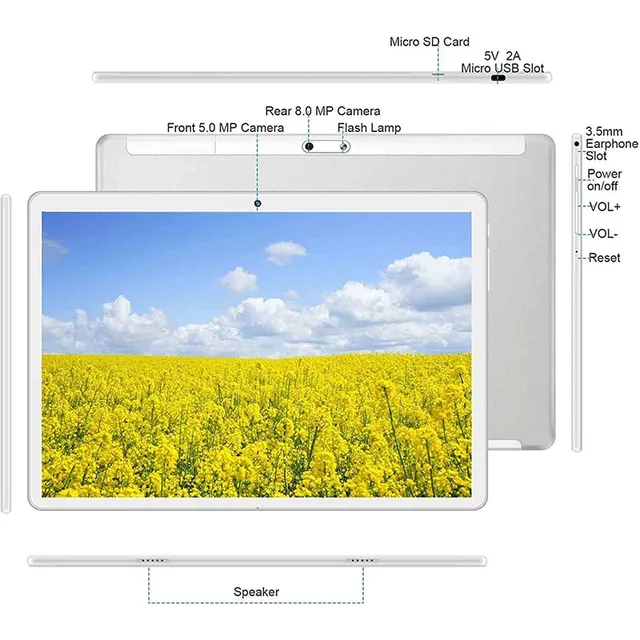 YESTEL Tablette Tactile avec Cas, Android Google GMS Tablette 10