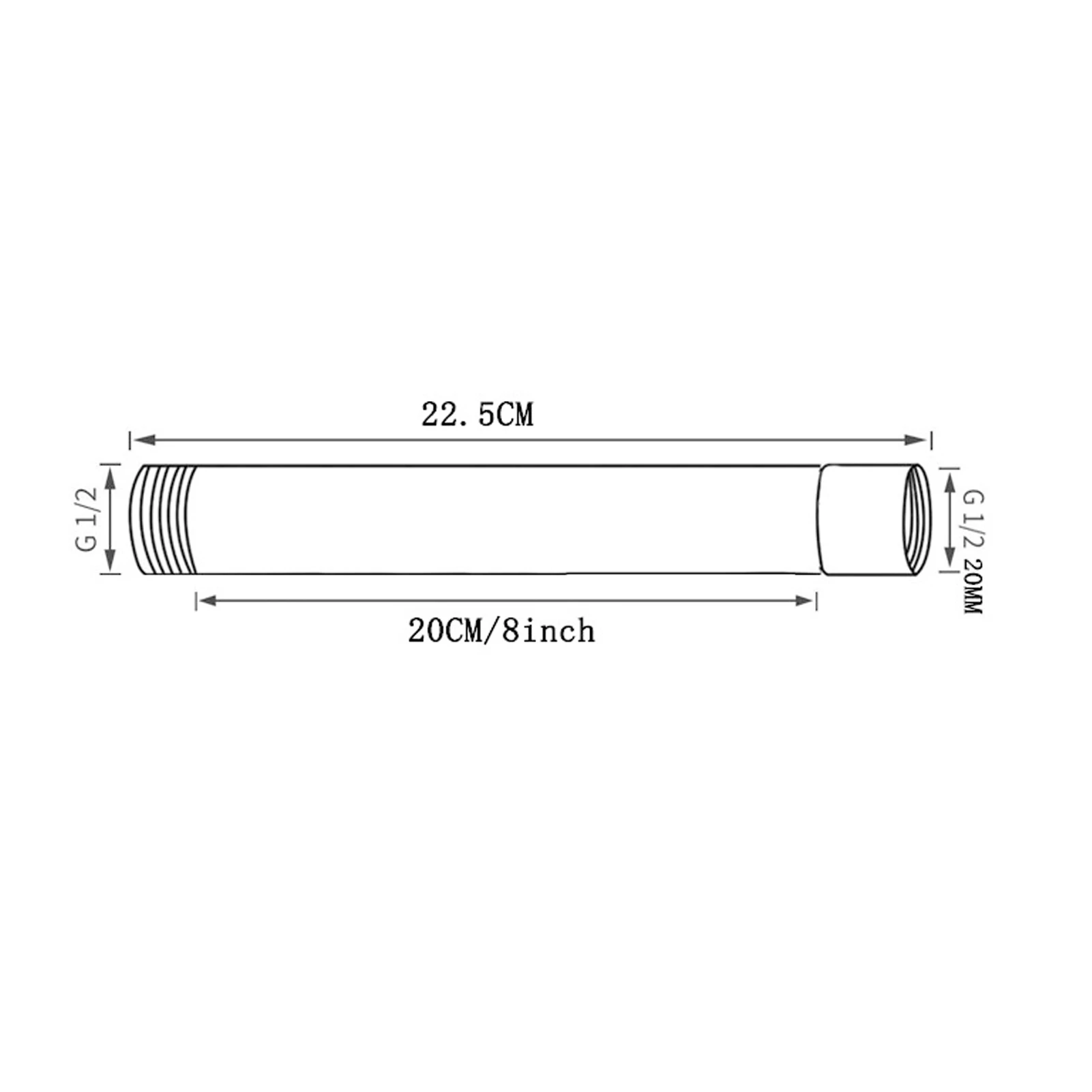 Description Picture 3 of item20cm Bathroom Shower Extension Tube Bathroom Accessory 8inch Round 201 Stainless Steel Shower Extension Tube With Chrome Plating