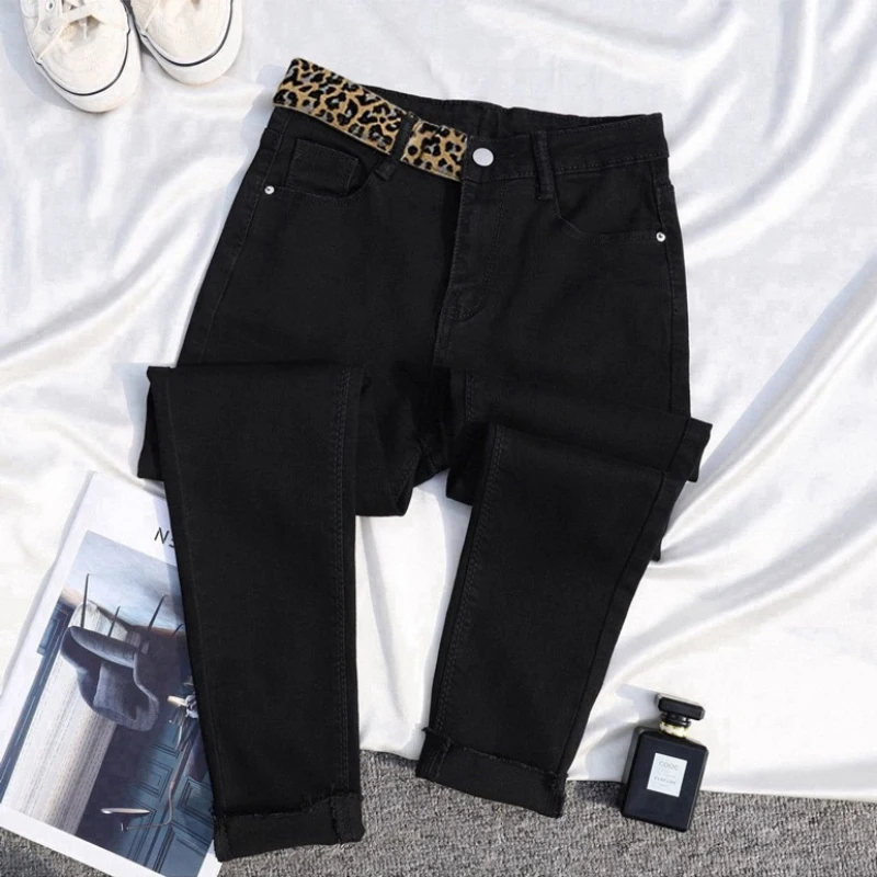 paige jeans JMPRS Fashion Leopard Women Thick Jeans High Elastic Winter Warm Pencil Denim Pants Casual High Waist Ladies Trousers New jeans women