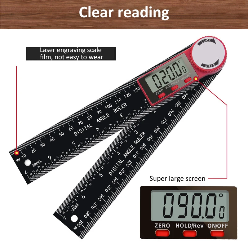 2-in-1 Digital Angle Meter Inclinometer 360 Degree Electronic Angle Ruler Goniometer High Accuracy Angle Finder for Woodworking 2
