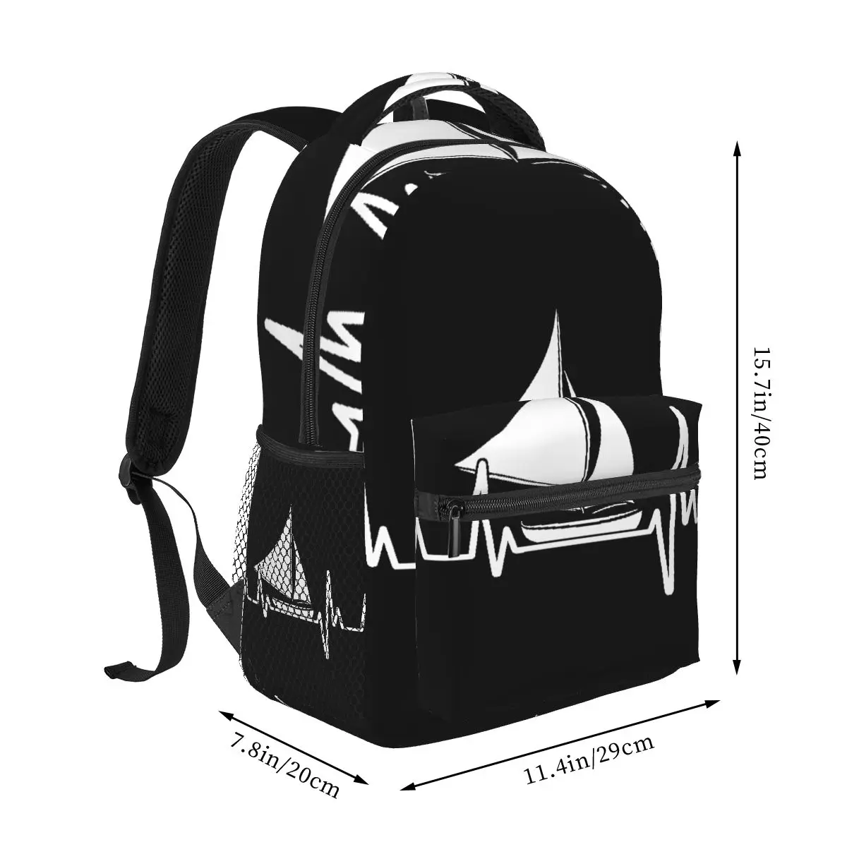 Heartbeat Sailing Sailboat Casual Backpack Unisex Students Leisure Travel Computer Backpack