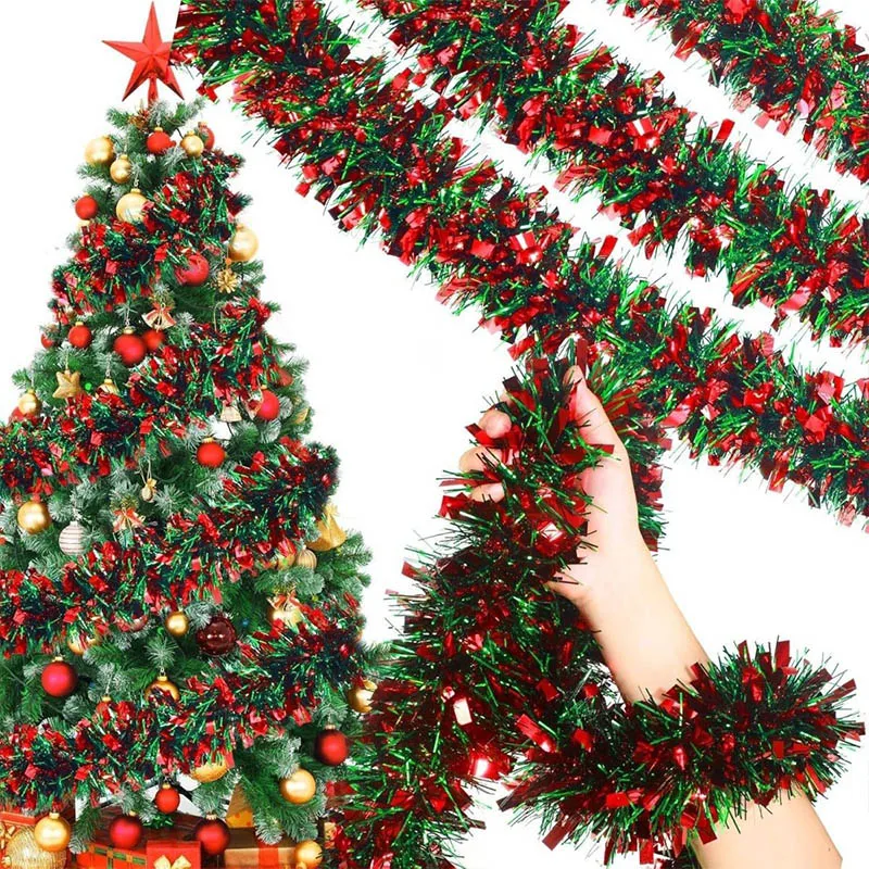2M Hot-selling Christmas Decorations Snowflake Tinsel Garland Festive Party Streamers Ornaments Rubia Strips Ceiling Hanging