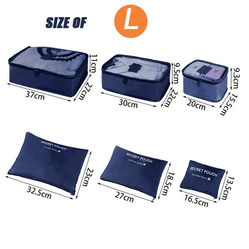 6-Piece Travel Organizer Set: Portable and Versatile Luggage and Storage Bags for Clothes, Shoes, and Makeup