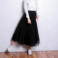 Vintage Tulle Skirt Women Streetwear Elastic High Waist Mesh Pleated Skirts Summer Elegant Korean A Line Office Ladies Skirt New - Image 2