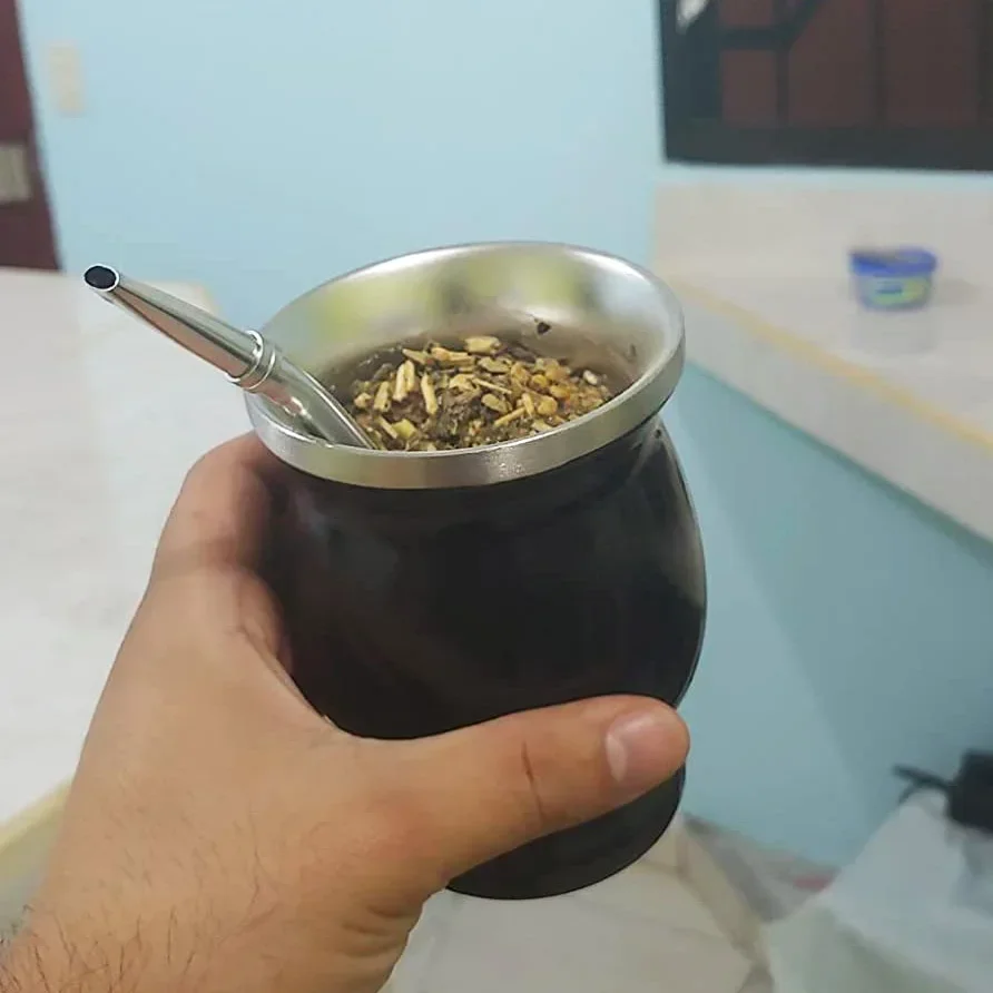 8oz Yerba Mate Cup 304 Stainless Steel Double Wall Kemorii Argentine Yerba Mate Gourd With Bombillas and Cleaning Brush yerba mate cup
