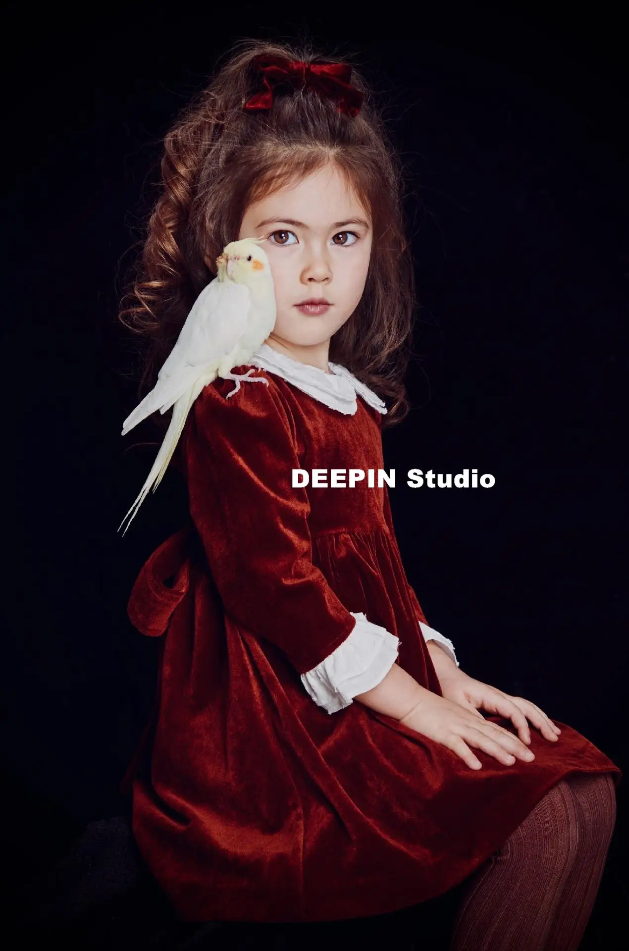 

Children's Dress 2024 Winter New EidalFitr Velvet Dress Cute Doll Neck Dress New Year Dress Holiday Dress 2T-8T