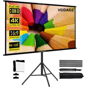 VEVOR pantalla para Proyector 80 pantalla de Proyector 16:9 4k HD pantalla de Proyector con trípode altura ajustable 200-250 cm pantalla Proyector