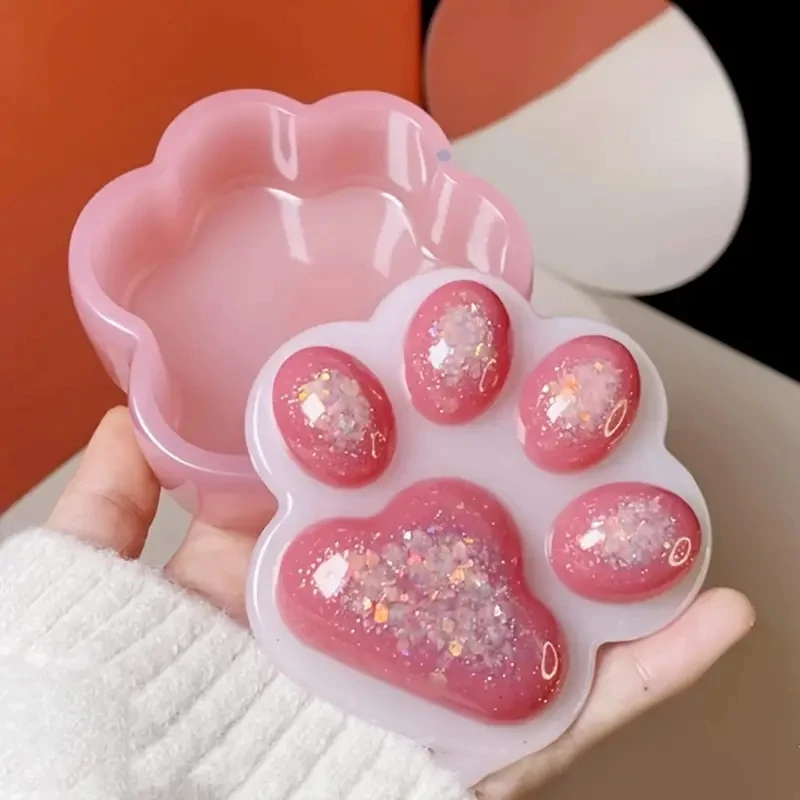 DIY Cat Claw Resin Silicone Jar Mold With Lid Epoxy Resin Candle Molds Storage Container Candy Jar Handmade Lover Gift