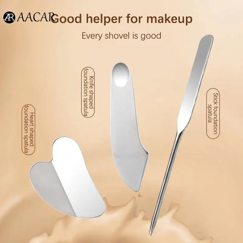 Stainless Steel Foundation Spatula Mask And Eye Cream Spoons Multi-Functional Facial Scraping Metal Beauty & Skin Care Tools Set 3