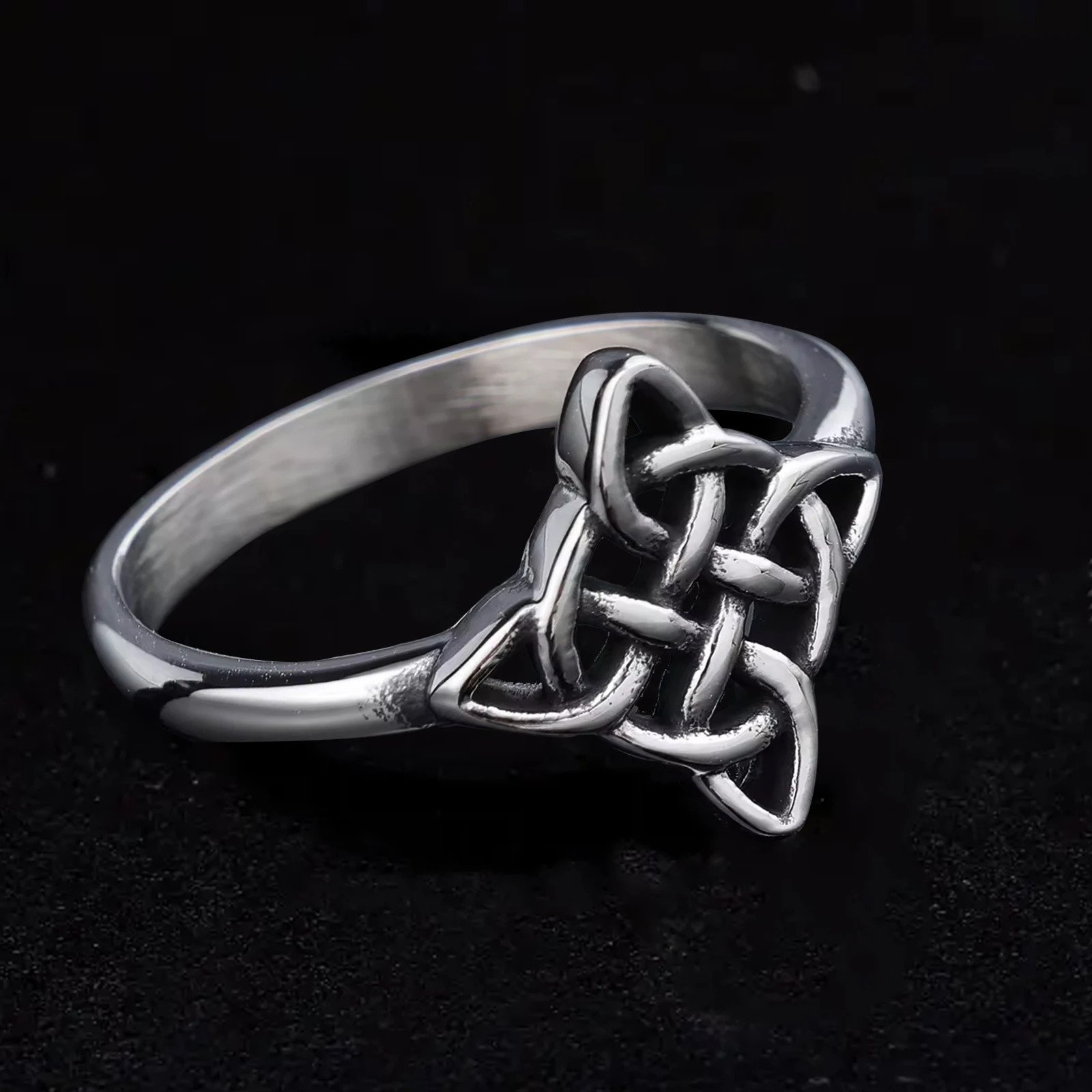 Women's Vintage Celtic Knot Stainless Steel Jewelry, Fashion Love Promise Stamp Ring, Best Gift for Ladies